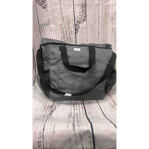 Thirty One Signature Collection Gray Canvas Tote Bag Shoulder Strap Mesh Pockets